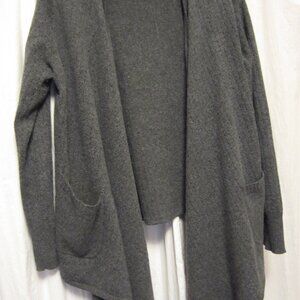 Oats Cashmere by Debra Hayburn Gray Open Front Cardigan Sweater M